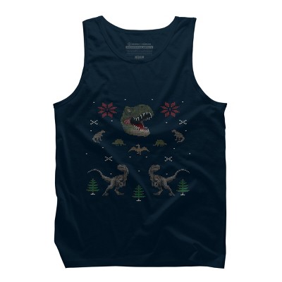 Men's Design By Humans Ugly Dino Christmas Sweater By AnotheHero Tank Top