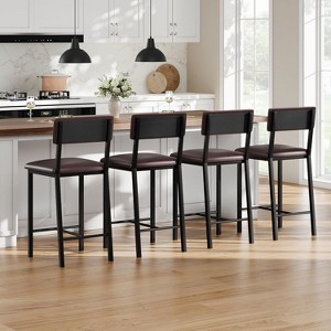 GAOMON Bar Stools Set of 4, Kitchen Barstools with Thick Cushion, 25 Inch Counter Height Bar Stools with Backrest and Footrest - 1 of 4