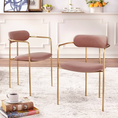 Buylateral Set of 2 Healey Retro Velvet Dining Armchairs