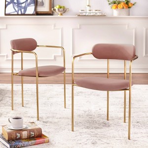 Buylateral Set of 2 Healey Retro Velvet Dining Armchairs - 1 of 4