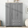 LOVMOR Modern Wooden Wardrobe Armoire, Freestanding Wardrobe Closet Clothes Storage Organizer Cabinet for Bedroom - 3 of 4