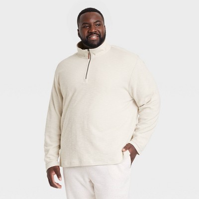 Men's Big & Tall Quarter-Zip Sweatshirt - Goodfellow & Co™ Cream 5XLT