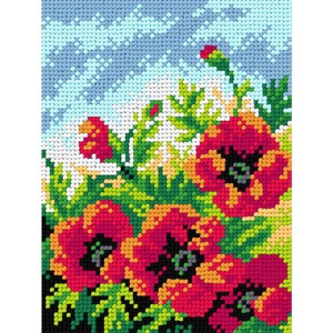 Orchidea Needlepoint canvas for halfstitch without yarn Poppies
