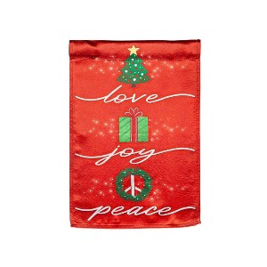 Evergreen Garden Flag Love, Joy, Peace Lustre Double Sided Indoor Outdoor Decor 18" x 12.5" - 1 of 2