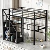 Whisen Twin Size Metal Loft Bed with Storage Staircase and Small Wardrobe - 3 of 4