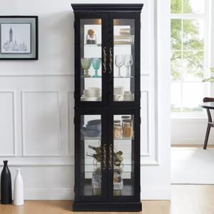 FURNIinspire Utility Storage Cabinets Elegant Glass Curio Display Cabinet, 6 Tier Decorative Display Shelf with Glass Door, Black, 12.2"*24.21"*71.26" - 1 of 4