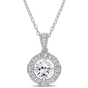 EVERLY JEWELRY | Sterling Silver 1/10 CT Diamond TW And 1 1/10 CT TGW Created White Sapphire Fashion Pendant With Chain, 18-inch - 1 of 4