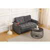 Velvet Linen 3-Fold Convertible Futon Couch Bed with Pull-Out Design and Side Storage Bags for Living Room - 3 of 4