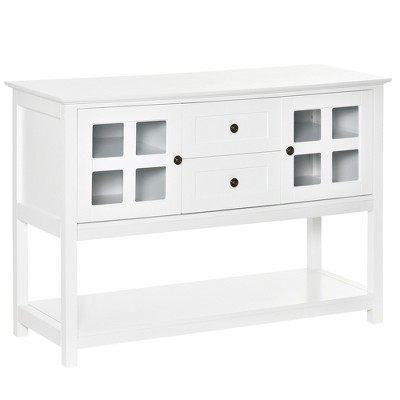 Coffee Bar Cabinet, Kitchen Cabinet with Adjustable Shelves, Glass Doors and 2 Drawers, Sideboard Buffet Cabinet for Living Room