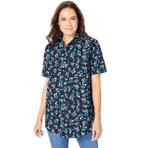 Woman Within Women's Plus Size Perfect Short Sleeve Shirt - 1 of 4