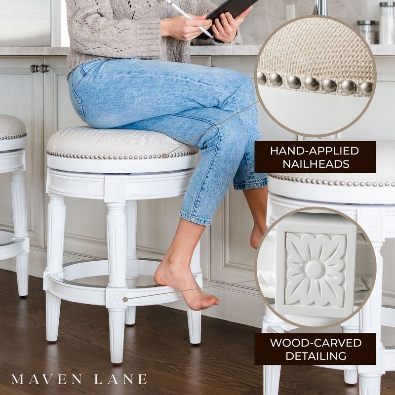 Maven Lane Pullman Backless Upholstered Kitchen Stool with Fabric Cushion Seat, Set of 4, 2 of 7