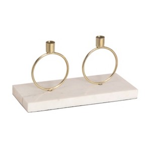 Transpac Marble 12 in. White Double Ring Candle Holder - 1 of 2