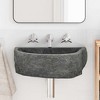vidaXL Wall Hung Basin Gray (38-45) x (30-35) x 15 cm River stone - 2 of 4