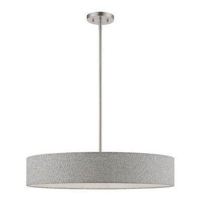 Livex Lighting Elmhurst 5 - Light Pendant in  Brushed Nickel/Shiny White