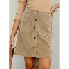 Women's Corduroy Mini Skirt - High Waisted Button Down A-Line Short Skirt with Pockets - 3 of 4