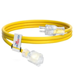 LifeSupplyUSA 16 Gauge Power Extension Cord Outdoor & Indoor Waterproof Cable SJTW 16/3 ETL Listed - 1 of 4