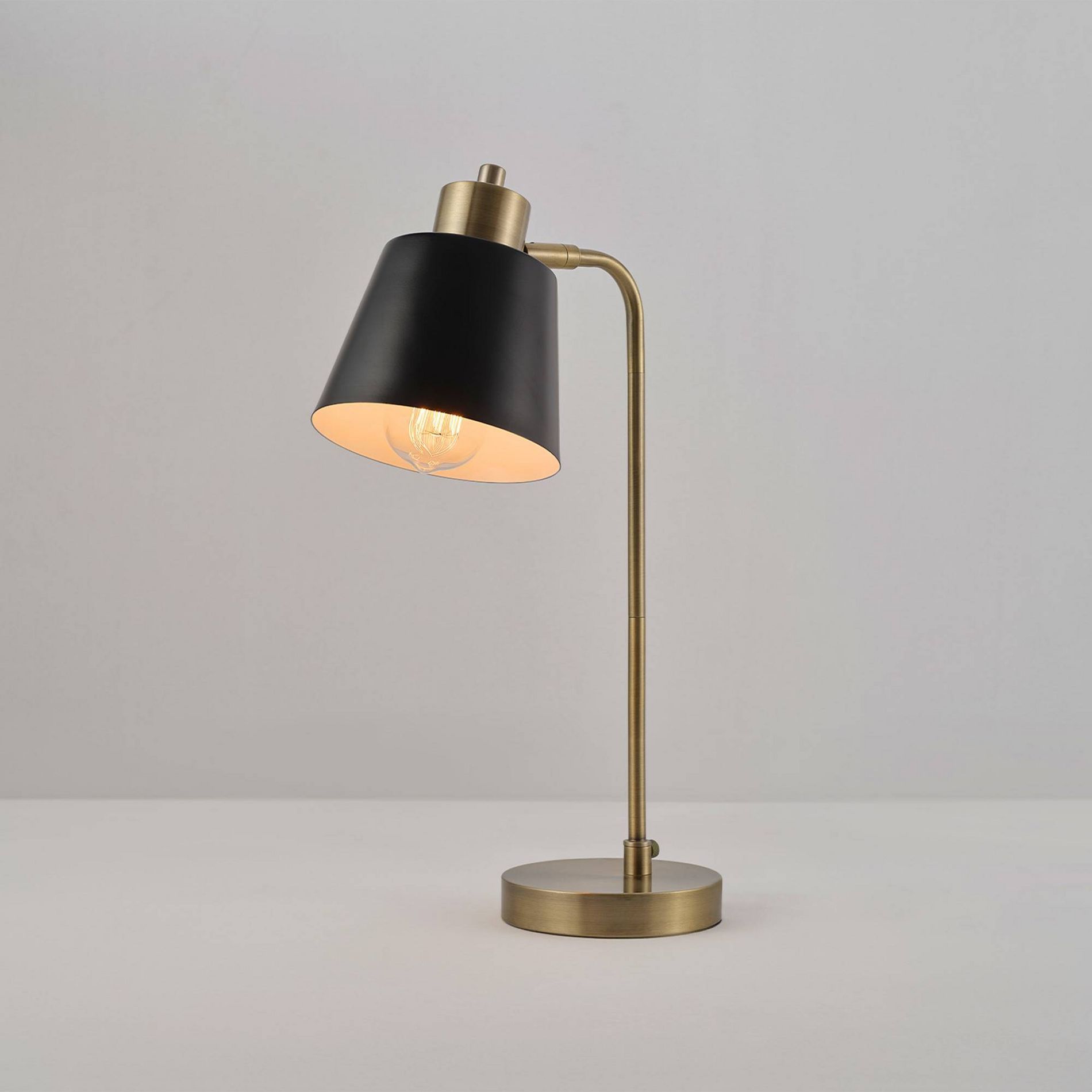 Globe Electric 18" Matte Brass Desk Lamp with Matte Black Metal Shade: ETL Listed, Modern Style, No Tools Assembly