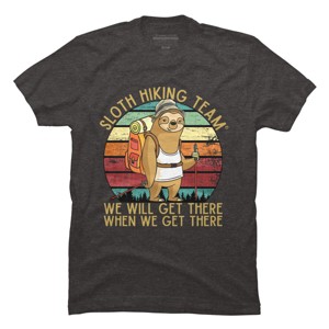 Men's Design By Humans Sloth Hiking Team - We will get there, when we get there By andreastier T-Shirt - 1 of 4