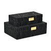 Cheung's Ausel Crinkled Gloss Pattern Set of 2 Boxes with Gold Handles - Black - 3 of 4