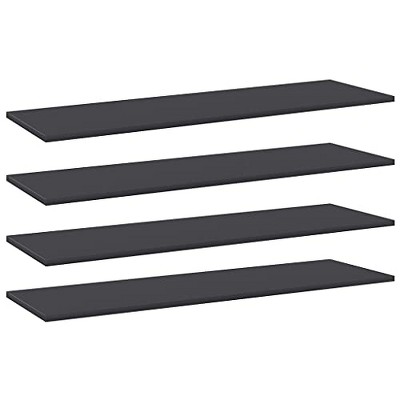 vidaXL 4-Piece Set Gray Bookshelf Boards, 39.4"x11.8"x0.6", Easy to Clean, Made of Engineered Wood