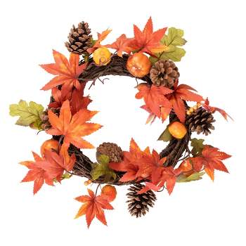 Northlight Leaves And Berries Artificial Fall Harvest Wreath - 20-inch ...