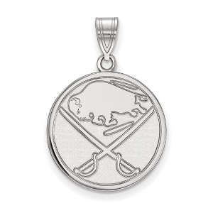 Black Bow Jewelry 10k White Gold Buffalo Sabres NHL Large Pendant - 1 of 3