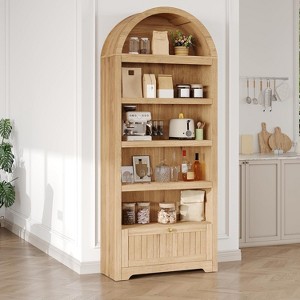 72" Tall 5-Tier Arched Pantry Cabinet with Drawer, Wood Storage Cabinet for Kitchen, Dining Room & Living Room - 1 of 4