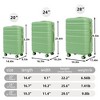 NAYSAYE Luggage Sets 3Piece Set 20Inch 24Inch 28Inch ABS Spinner Wheel Suitcase with Combination Lock for Travel, Green, 19.3"*11.4"*29.5" - 3 of 4