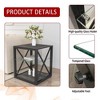 NicBex Industrial 3-Tier End Table with Drawer, Tempered Glass & Metal Frame Side Table, Modern Nightstand for Bedroom, Living Room Small Table - 4 of 4