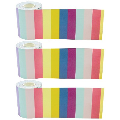 Teacher Created Resources Oh Happy Day Straight Rolled Border Trim 3" x 50' Stripes 3 Packs