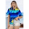 LA LEELA Women's Button Down Blouses Funky Vacation Button Up Casual Summer Holiday Party Blouse Hawaiian Short Sleeve Tropical Shirts - 3 of 4
