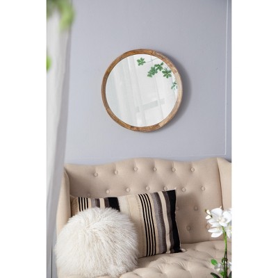 Vynxaria 20x1.5" Transitional Mango Wood Wall Mirror with Solid Frame for Bathroom & Entryway - Lean Against Wall Decor