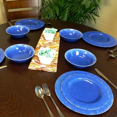 Mauna Cobalt Blue Melamine Dinnerware Set, Service for 4