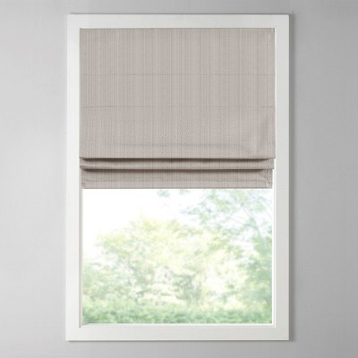 Dsvimoy Curtain Panel Cordless Roman Shade Basketweave Room Darkening for Stylish Interiors, Gray, 11.42"*4.4"*7.48"