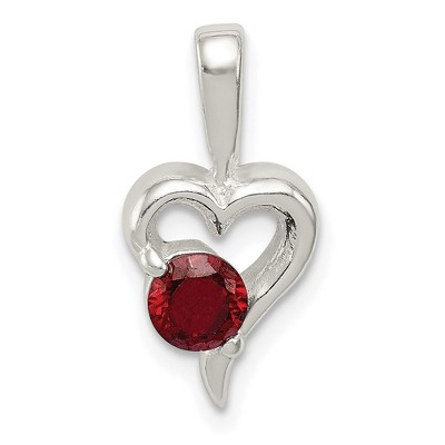Black Bow Jewelry Sterling Silver and Red Cubic Zirconia 8mm Heart Pendant