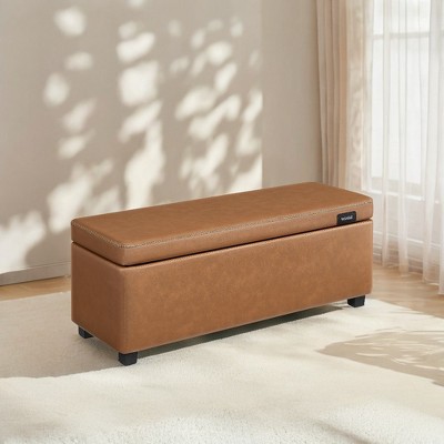 Storage Ottoman Bench, Bedroom Bench with Storage Entryway Bench, Ottoman with Storage Safety Hinges, Loads 660 lb