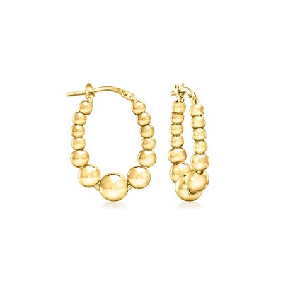 RS Pure by Ross-Simons Italian 18kt Gold Vermeil Graduated Bead Hoop Earrings