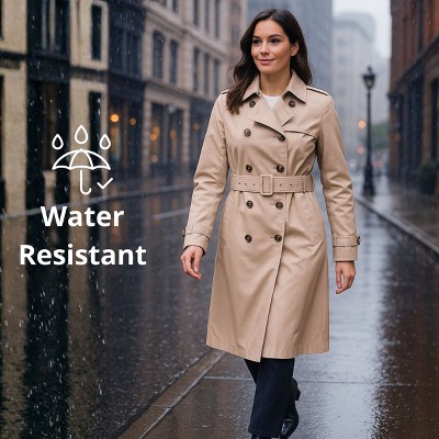 Женские куртки Alpine Swiss Carla Womens Waterproof Rain Trench Coat Long Rain Jacket Lightweight Raincoat Double Breasted Overcoat KHK L — фото 2