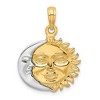 Black Bow Jewelry 14k Yellow and White Gold 17mm 3D Sun and Moon Pendant - 3 of 4