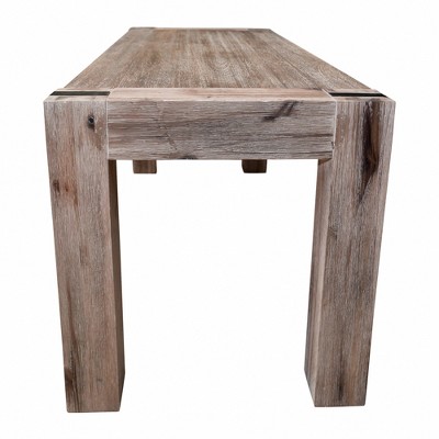 40" Rustic Acacia Wood Bench with Metal Inset