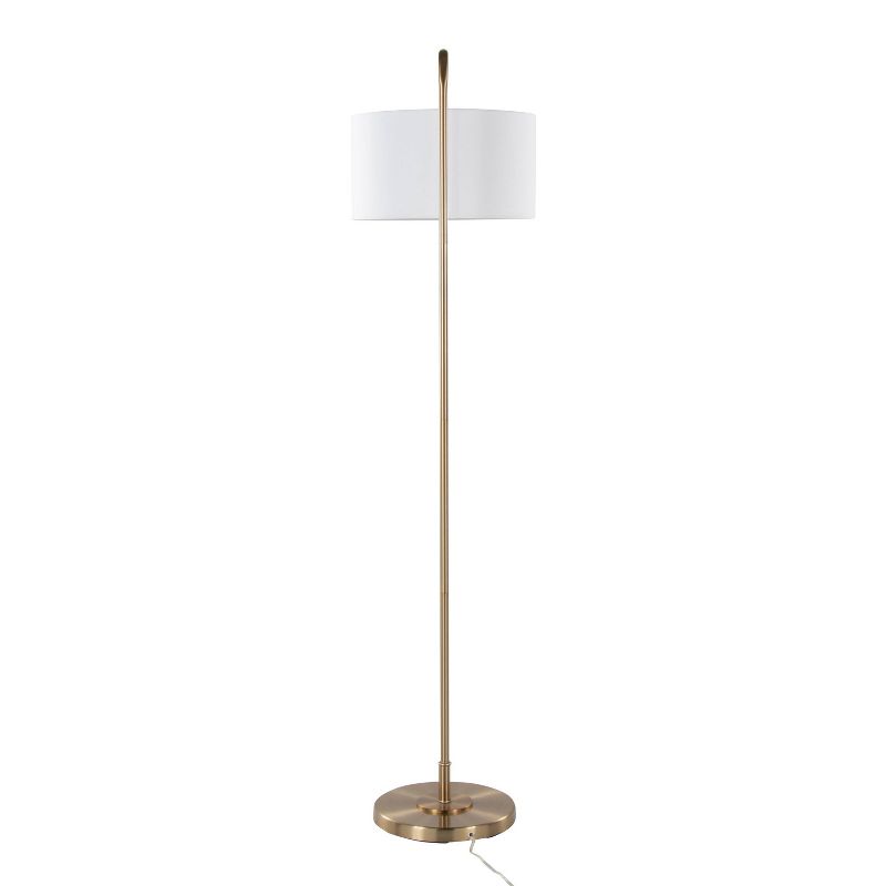 LumiSource Puck 63.75&#34; Contemporary Metal Floor Lamp in Gold Metal with White Linen Shade from Grandview Gallery, 5 of 10