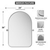 24 in. W x 35 in. H Arched Metal Framed Pivoted Bathroom Wall Vanity Mirror Round Corners in Silver - 4 of 4