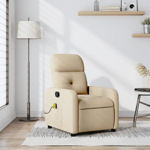 vidaXL Massage Recliner Chair Cream Fabric - 1 of 4