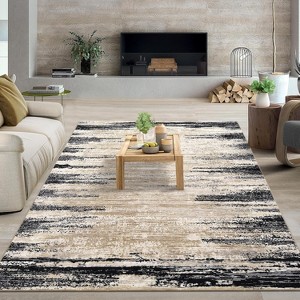Modern Abstract Area Rug, Non-Slip Stain-Resistant Low Pile Carpet for Living Room, Bedroom, or Dorm Office Accent Decor - 1 of 4