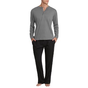 SLEEPHERO Henley Long Sleeve Tee Shirt with Knit Pajama Pants with Pockets - 1 of 4
