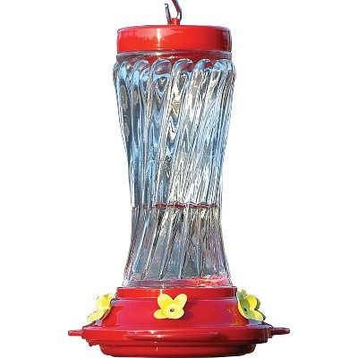 Audubon 16 oz Clear Swirl Glass Hanging Hummingbird Feeder