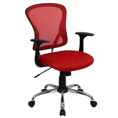 Emma And Oliver Mid-back Red Mesh Swivel Task Office Chair With Chrome ...