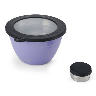 Lavender Plastic 64oz Salad Bowl with Leakproof Lid