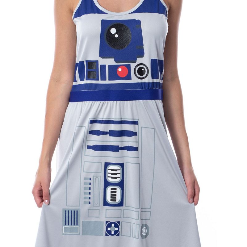 Star Wars Womens' R2-D2 Droid Racerback Pajama Nightgown Costume Dress Grey, 3 of 5