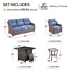 Buenhomino 5 Piece Outdoor Patio Furniture Set with 50000 BTU Propane Fire Pit Table, Deep Seating Wicker Swivel Rocker Chairs Patio Conversation Set - 3 of 4